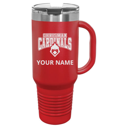 Chrisman Cardinals Design CCE1 Engraved on a Polar Camel® - 40 oz. Travel Mug with Handle, Straw Included Thumbnail