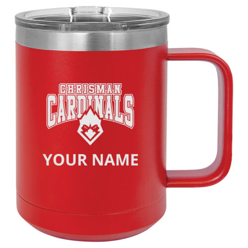 Chrisman Cardinals Design CCE1 Engraved on a Polar Camel® - 15 oz. Vacuum Insulated Mug with Slider Lid Thumbnail