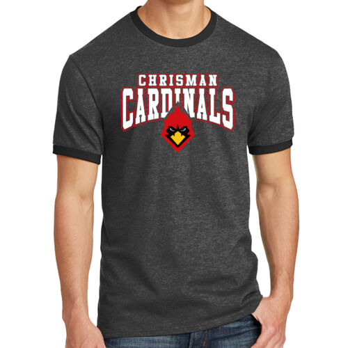 Chrisman Cardinals Design CC1 on a Port & Company® - Core Cotton Ringer Tee Thumbnail