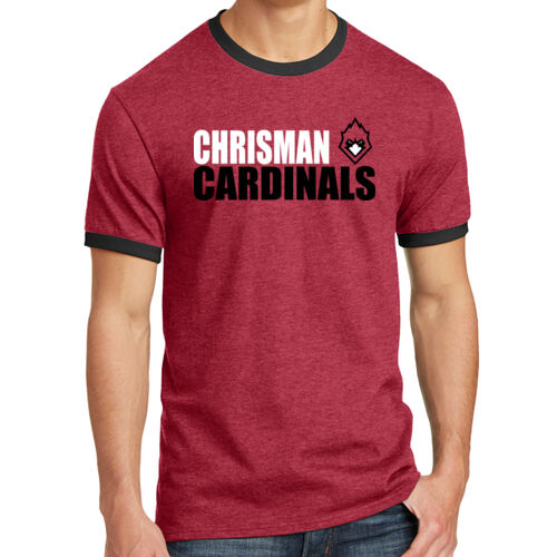 Chrisman Cardinals Design CC2 on a Port & Company® - Core Cotton Ringer Tee Thumbnail