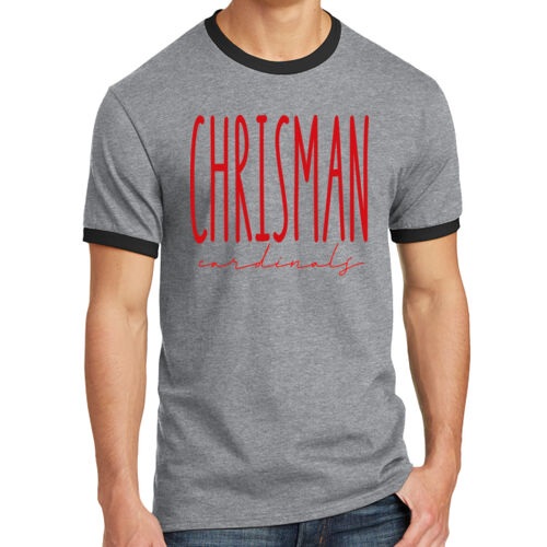 Chrisman Cardinals Design CC3 on a Port & Company® - Core Cotton Ringer Tee Thumbnail
