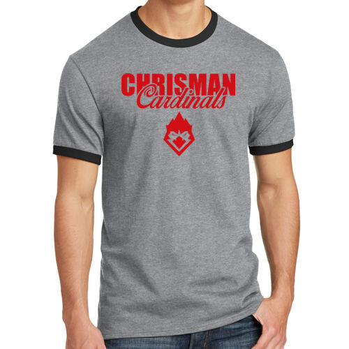 Chrisman Cardinals Design CC4 on a Port & Company® - Core Cotton Ringer Tee Thumbnail