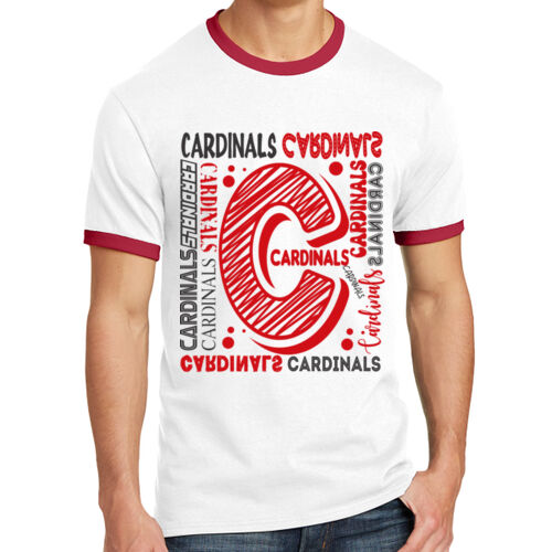 Chrisman Cardinals Design CC6 on a Port & Company® - Core Cotton Ringer Tee Thumbnail
